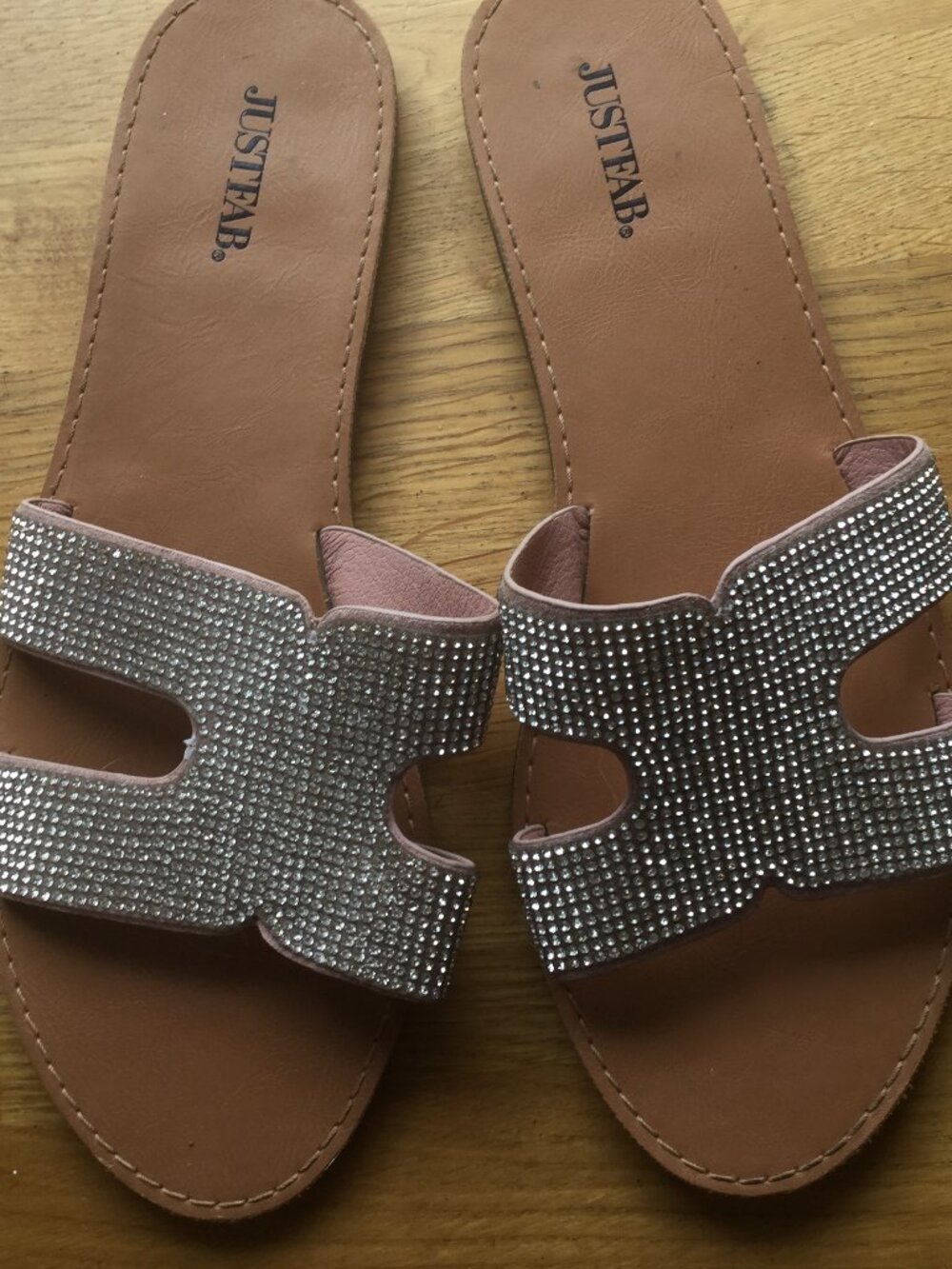 Just Fab slide sandals with lots of bling size 8.5 US